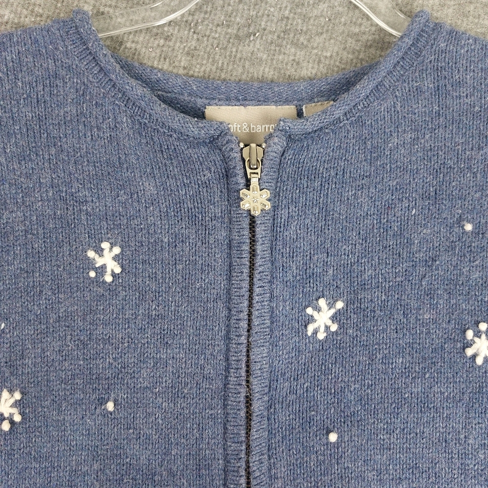 CROFT & BARROW BLUE EMBROIDERED SNOWMAN WINTER HOLIDAY CHRISTMAS CARDIGAN SZ M - Picture 4 of 11
